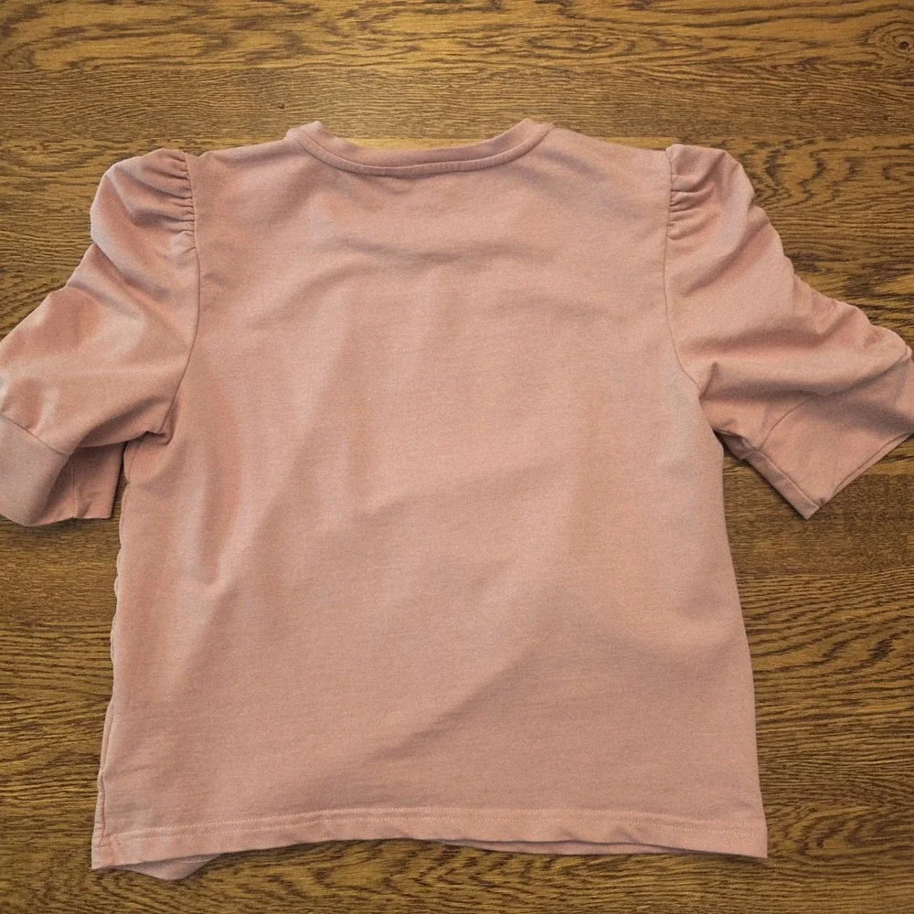 Rose Pink Small Puff Sleeve Ruched Top Soft Cotton Blend Cottage Core Girlhood